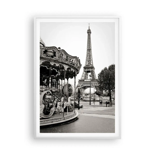 Poster în ramă albă - Distracții retro pariziene - 70x100 cm