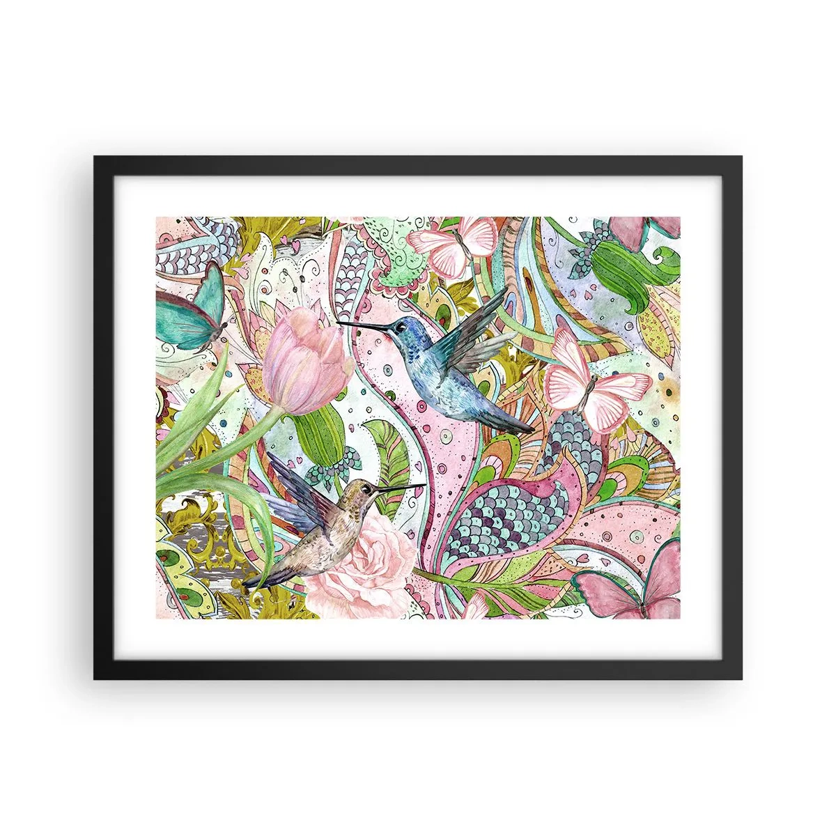 Poster în ramă neagră - Încurcat în viță de vie - 50x40 cm