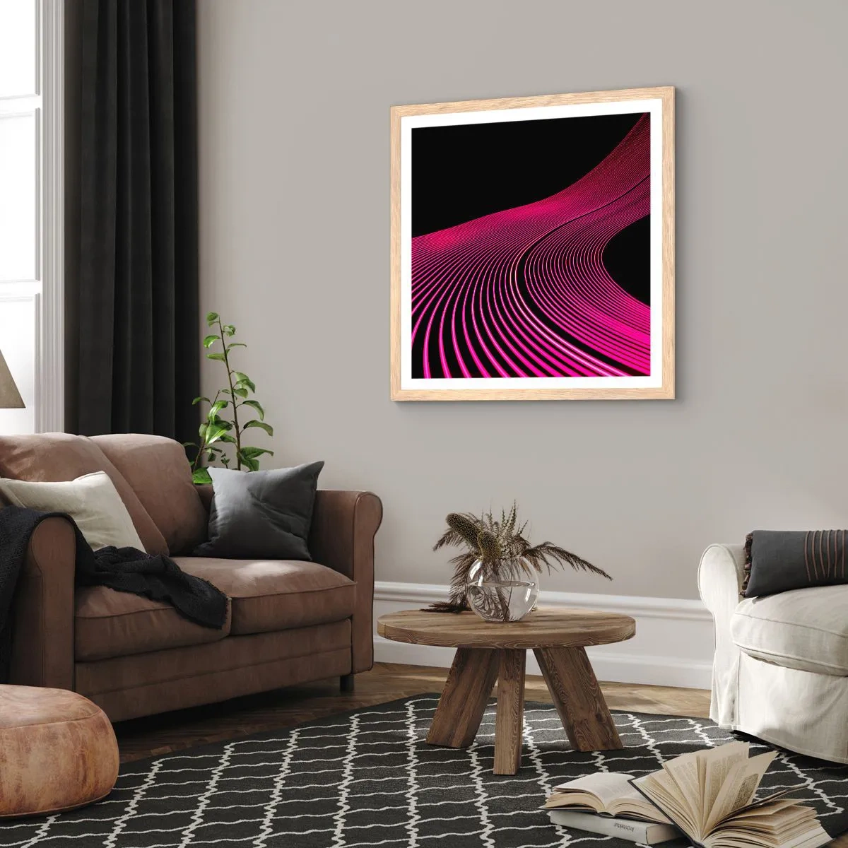 Poster în ramă de stejar deschis - Bulevardul de lumină - 40x40 cm