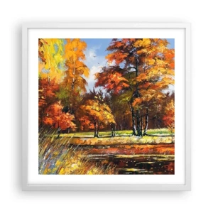 Poster în ramă albă - Peisaj în aur și bronz - 50x50 cm