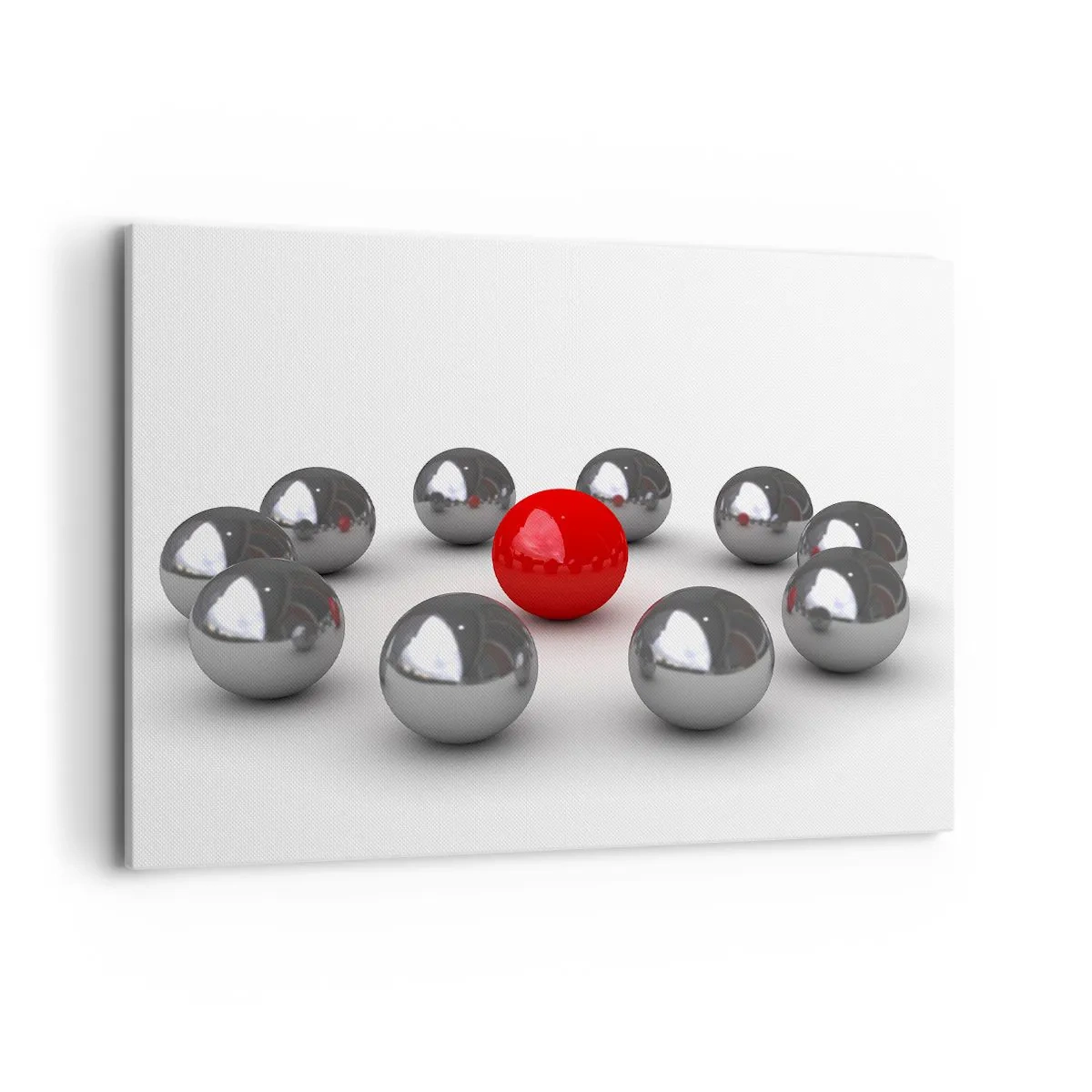 Tablou pe pânză - Cerc în argintiu și roșu - 100x70 cm