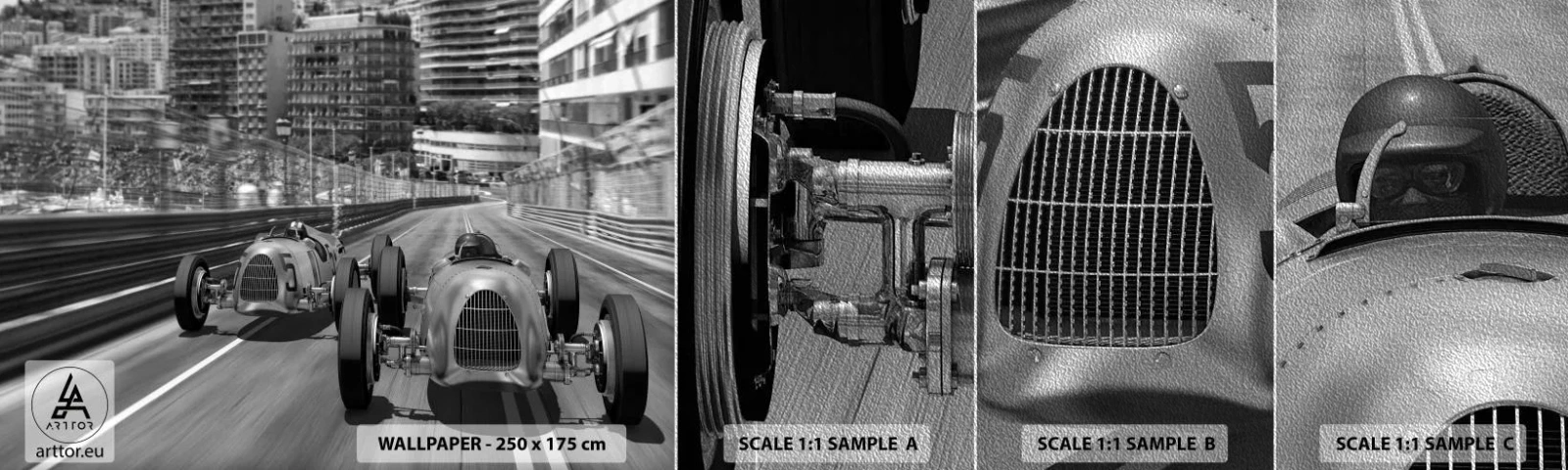 Mostră tapet Premium Sand - A fost odată ca niciodată în Monte Carlo - Automobile, Rasă, Epocă - 100x30 cm