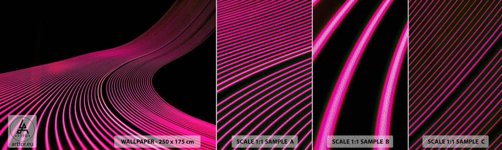 Mostră tapet Premium Sand - Bulevardul de lumină - Linii, Modern, Neon - 100x30 cm