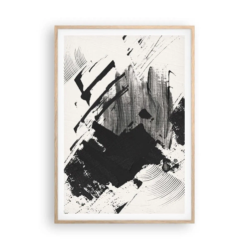 Poster în ramă de stejar deschis - Abstracție - expresie de negru - 70x100 cm