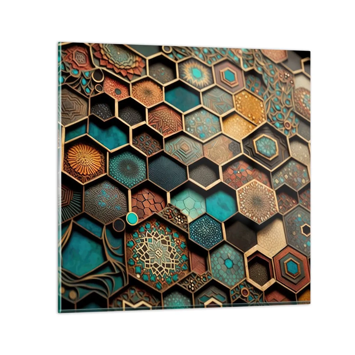 Tablou pe sticlă - Ornamente arabe - o variație - 50x50 cm