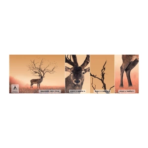 Mostră de Tapet Standard Eco - Cerbul străvechi - spiritul etern al pădurii - Abstracția, Cerb, Natură - 100x30 cm