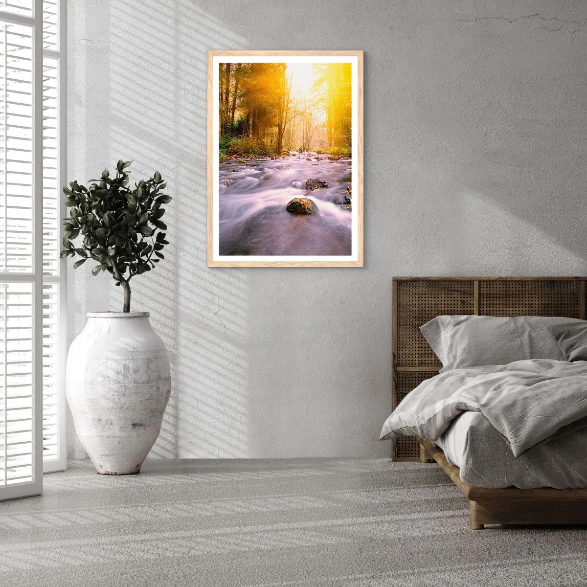 Poster în ramă de stejar deschis - Malachit în rame de argint și aur - 50x70 cm