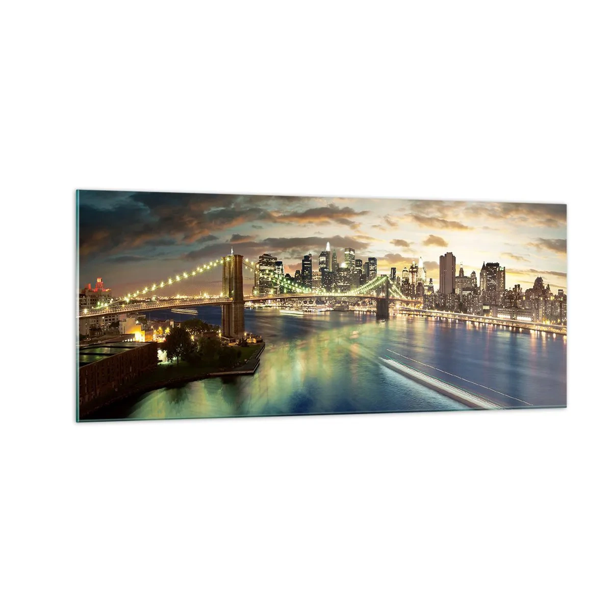 Tablou pe sticlă - O seară luminată deasupra Manhattan-ului - 100x40 cm