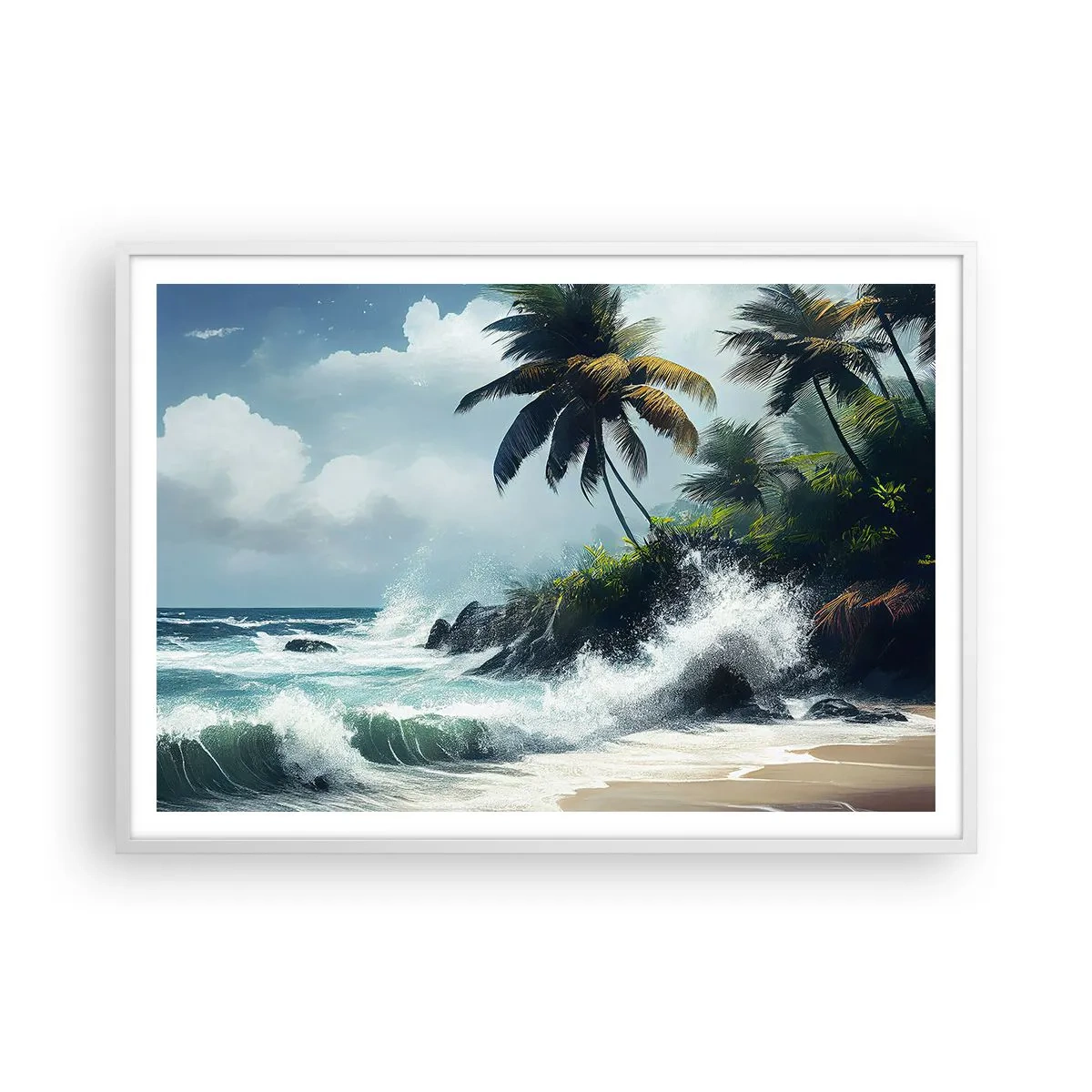 Poster în ramă albă - Pe un țărm tropical - 100x70 cm