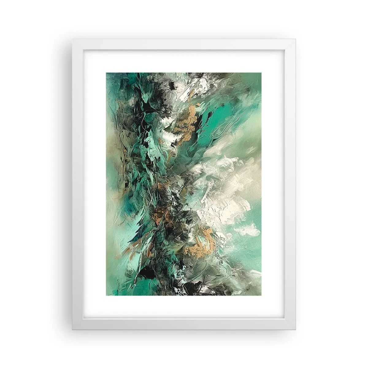 Poster în ramă albă - Fierbere negru-smarald - 30x40 cm