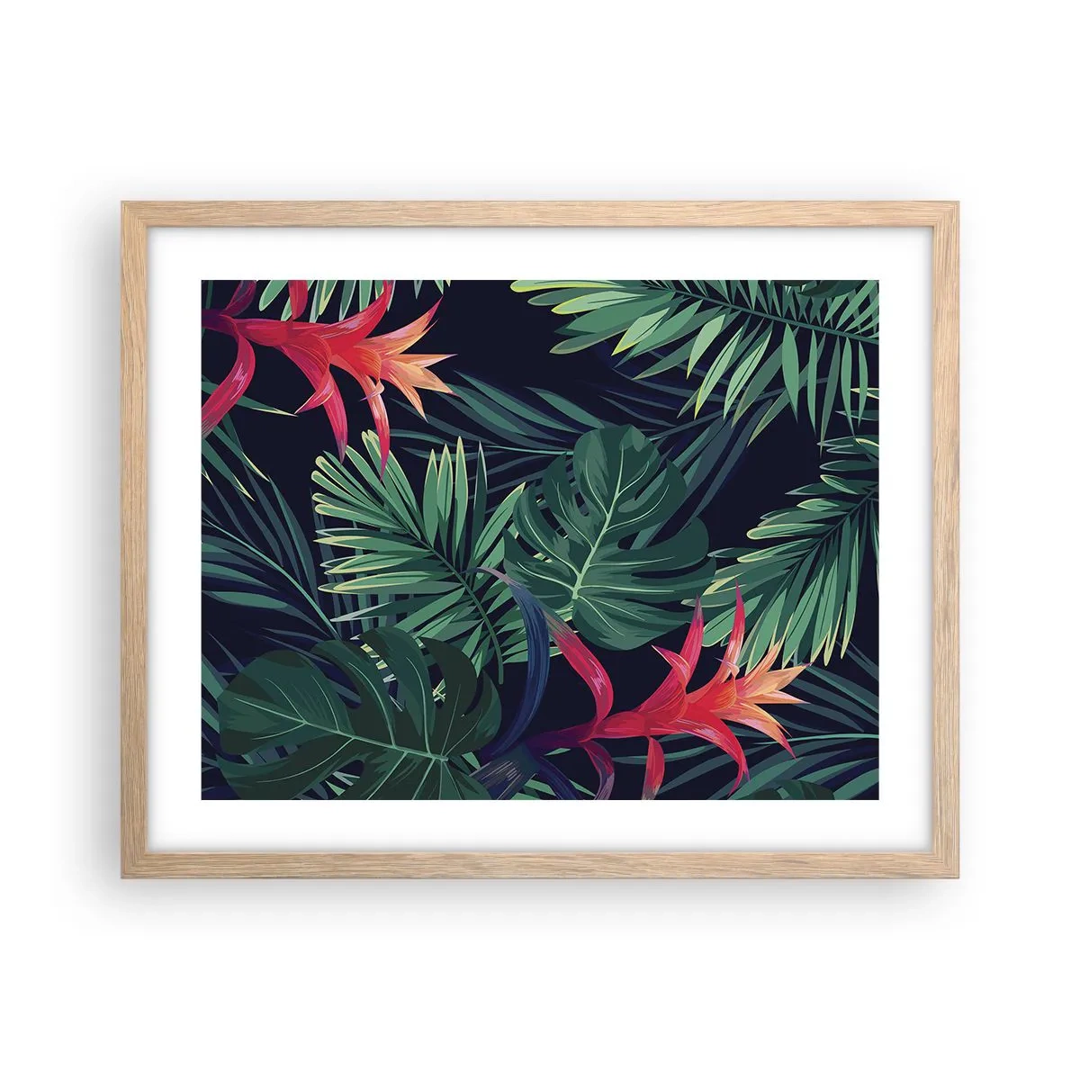 Poster în ramă de stejar deschis - Flacăra verde - 50x40 cm