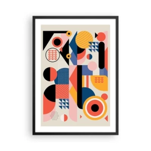 Poster în ramă neagră - Abstracție geometrică colorată cu forme dinamice - 50x70cm - Compoziție: joacă-te - Decorațiune modernă pentru perete pentru living și dormitor ARTTOR