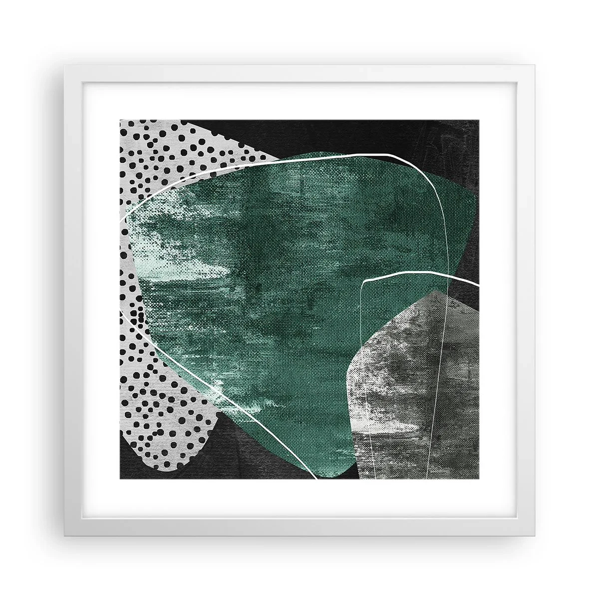 Poster în ramă albă - Abstracție colorată cu fulgi de aur - 40x40 cm
