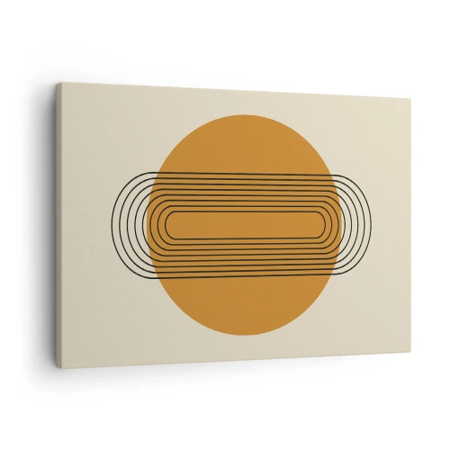 Tablou pe pânză Canvas - Model geometric cu cercuri și linii portocalii - 70x50cm - Planul perfect - Decorațiune modernă pentru perete pentru living și dormitor ARTTOR