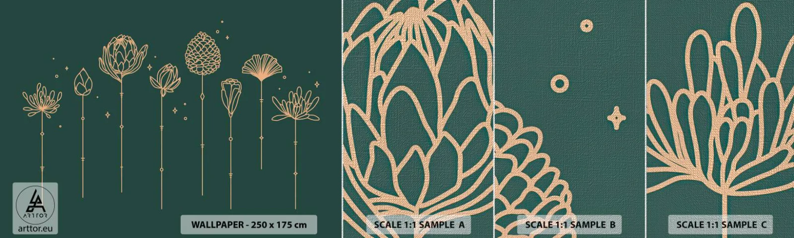 Mostră tapet Premium Canvas - Familia IERBEscu - Flori, Art Deco, Minimalist - 100x30 cm