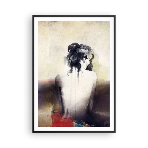 Poster în ramă neagră - Linii moi, forme ovale - 70x100 cm