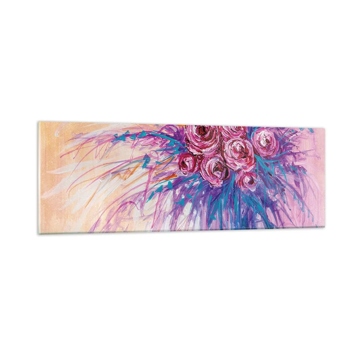 Tablou pe sticlă - Fântână de trandafiri - 90x30 cm