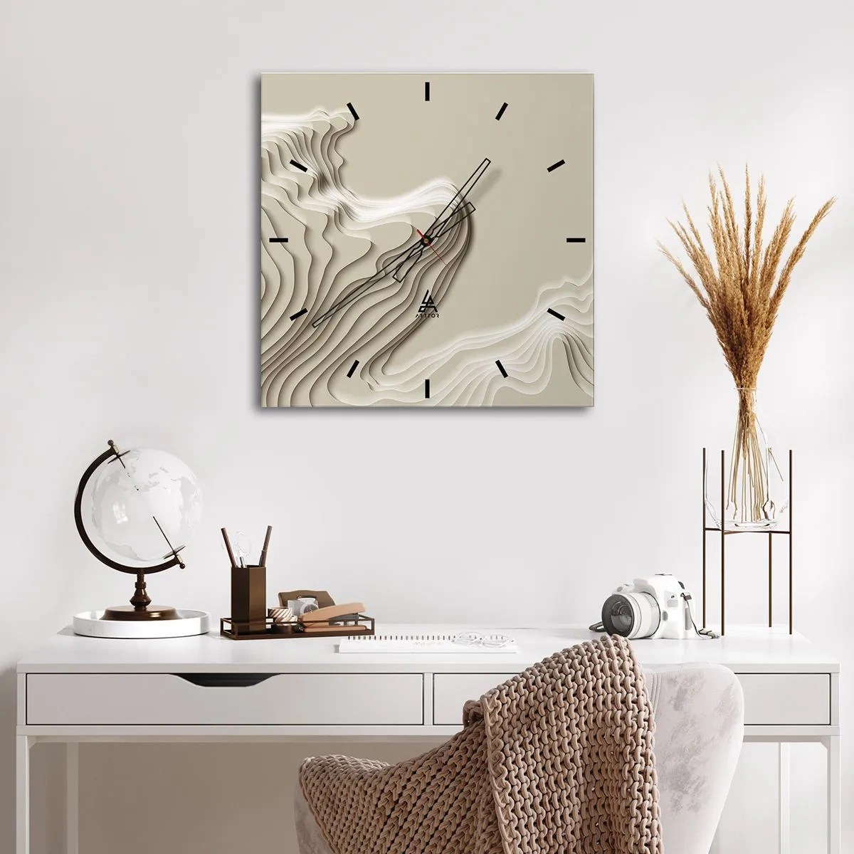 Ceas de perete - Ceas pe sticlă - Topografia artei - 30x30 cm