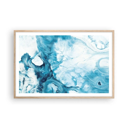 Poster în ramă de stejar deschis - Concert de nuanțe de albastru - 91x61 cm