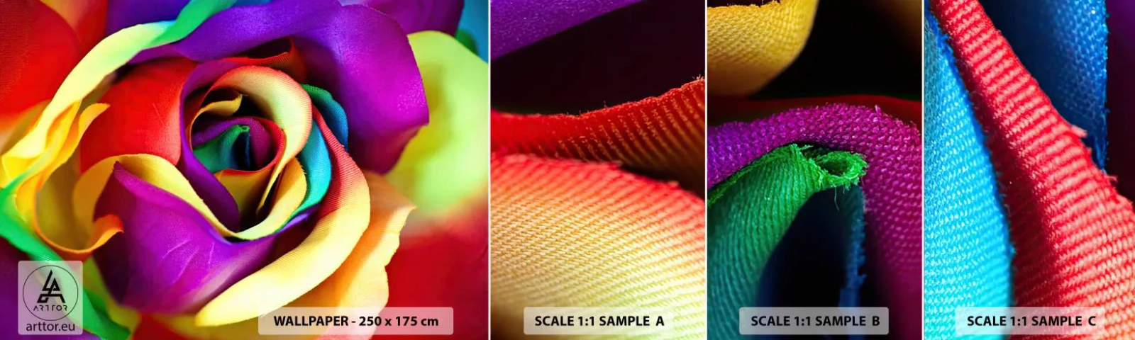 Mostră tapet autocolant Deluxe Sticker - Acest lucru este imposibil - Abstracția, Floare, Trandafir colorat - 100x30 cm