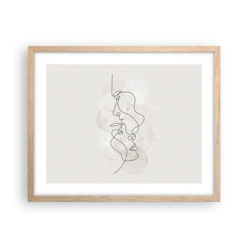 Poster în ramă de stejar deschis - Încurcați într-o îmbrățișare - 50x40 cm