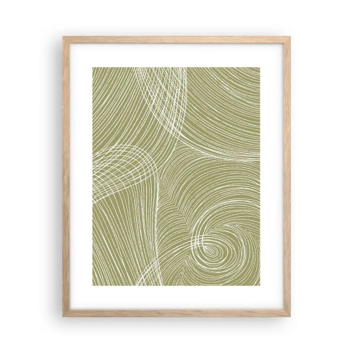 Poster în ramă de stejar deschis - Abstracție complicată în alb - 40x50 cm