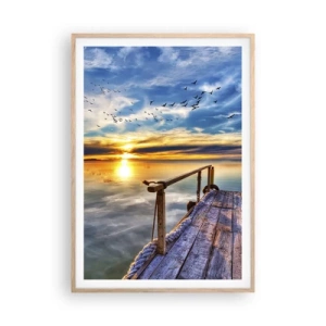 Poster în ramă de stejar deschis - Vântul se odihnește - 70x100 cm