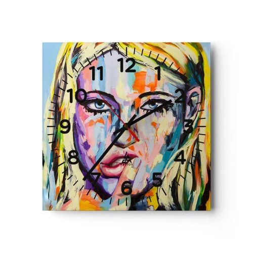 Ceas de perete - Ceas pe sticlă - Privește-o drept în ochi - 40x40 cm