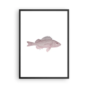 Poster în ramă neagră - Grafică cu pește pe fundal alb, în stil minimalist - 50x70cm - Pește cu ochi mari - Decorațiune modernă pentru perete pentru living și dormitor ARTTOR