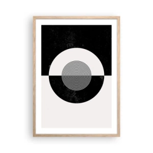 Poster în ramă de stejar deschis - Armonie în alb și negru - 50x70 cm
