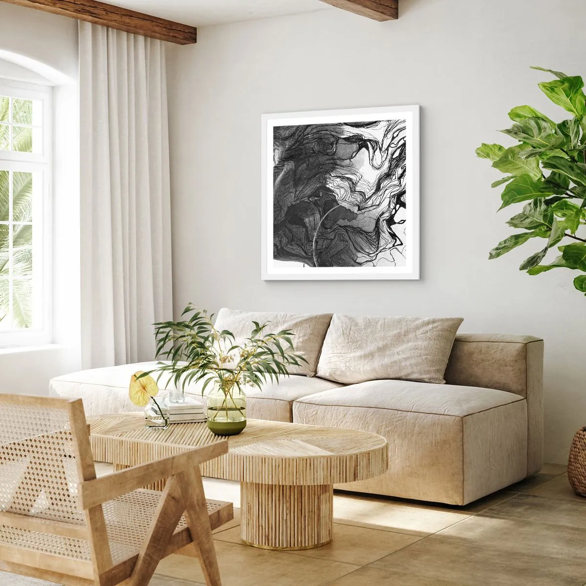 Poster în ramă albă - Încurcată în vise - 40x40 cm