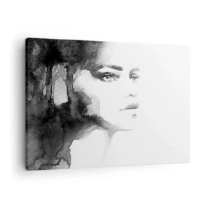 Tablou pe pânză Canvas - Un portret subtil al unei femei în nuanțe de alb și negru - 70x50cm - Creată de secrete și ceață - Decorațiune modernă pentru perete pentru living și dormitor ARTTOR