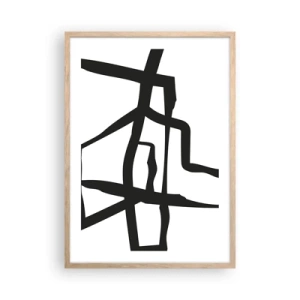 Poster în ramă de stejar deschis - Construcție în alb și negru - 50x70 cm