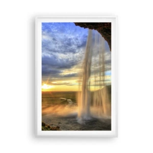 Poster în ramă albă - Lumea din spatele vălului de picături - 61x91 cm