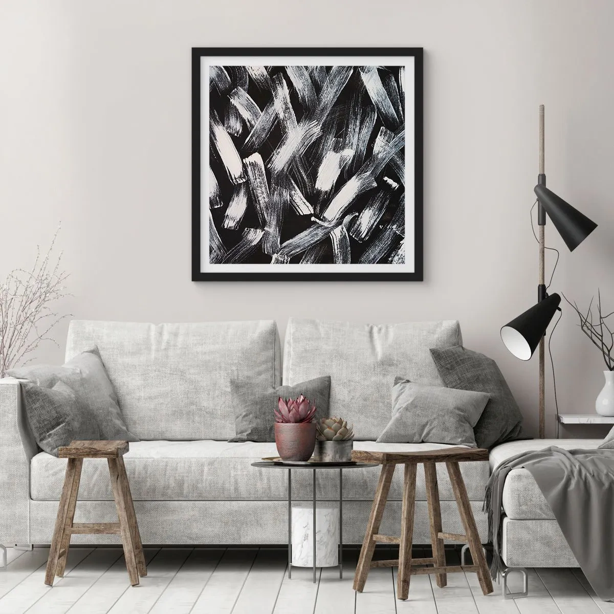 Poster în ramă neagră - Abstracție în spirit industrial - 50x50 cm