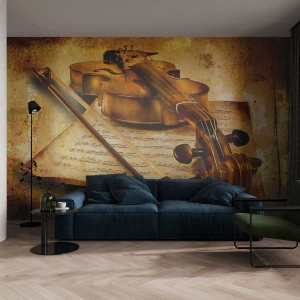 Tapet Premium Canvas - Virtuozitate necesară imediat - Vioară, Muzică, Note muzicale - 350x256 cm