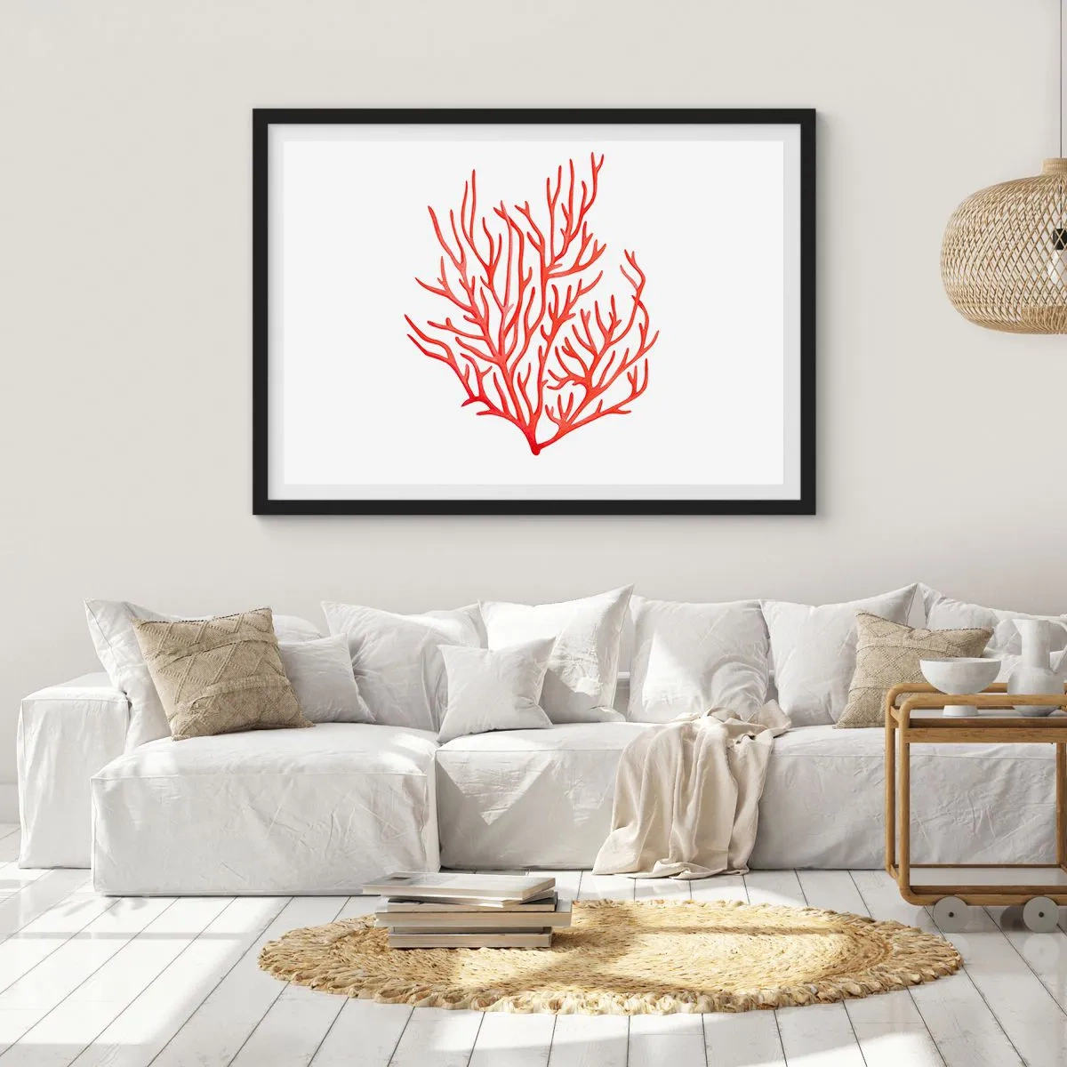 Poster în ramă neagră - Coral filigranat - 70x50 cm