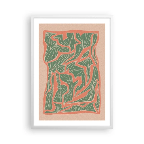 Poster în ramă albă - Lupta dintre coral și verde - 50x70 cm