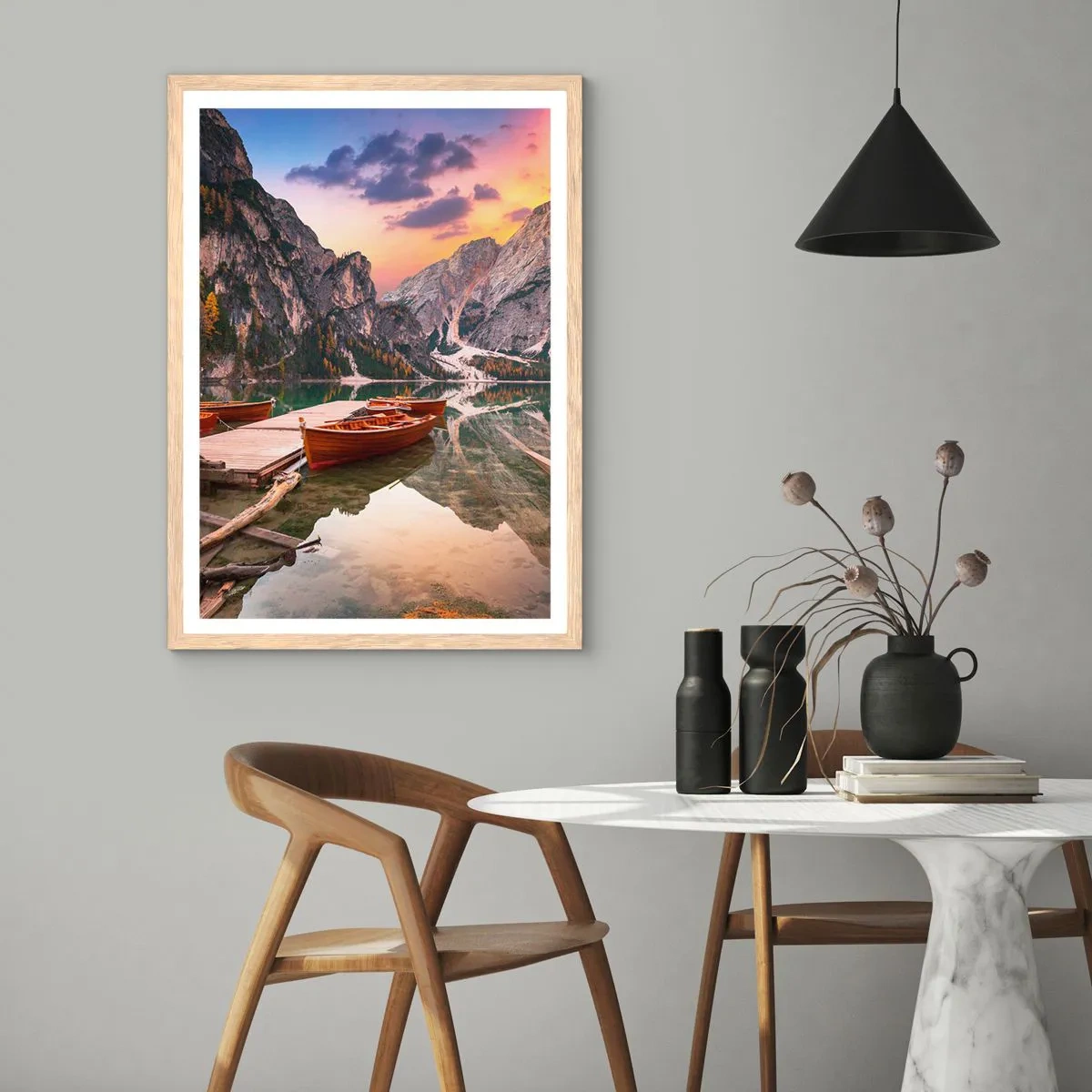 Poster în ramă de stejar deschis - Promisiunea zilei - 40x50 cm