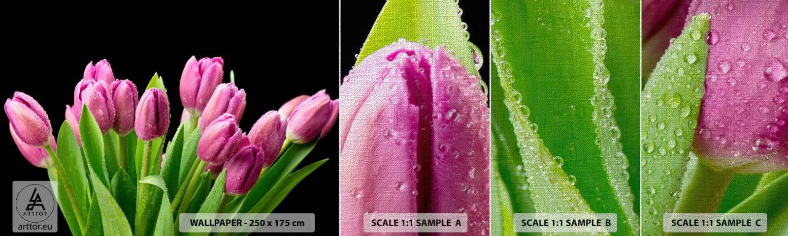 Mostră tapet Premium Canvas - Bucurie de liliac de primăvară - Flori, Lalele, Buchet de flori - 100x30 cm