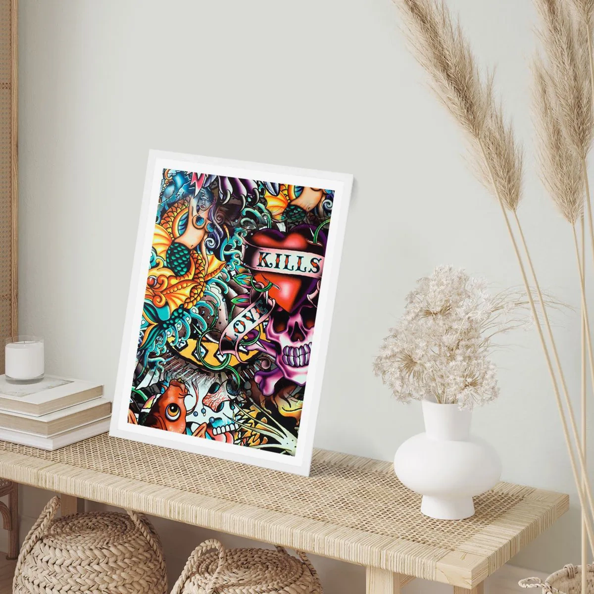 Poster în ramă albă - Visul unui artist tatuator - 40x50 cm