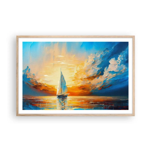 Poster în ramă de stejar deschis - Navigare prin aur - 91x61 cm