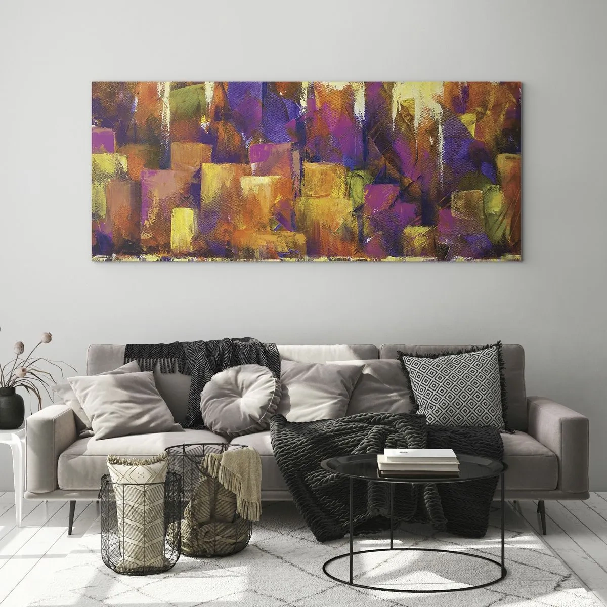 Tablou pe sticlă - Compoziția metropolitană - 120x50 cm