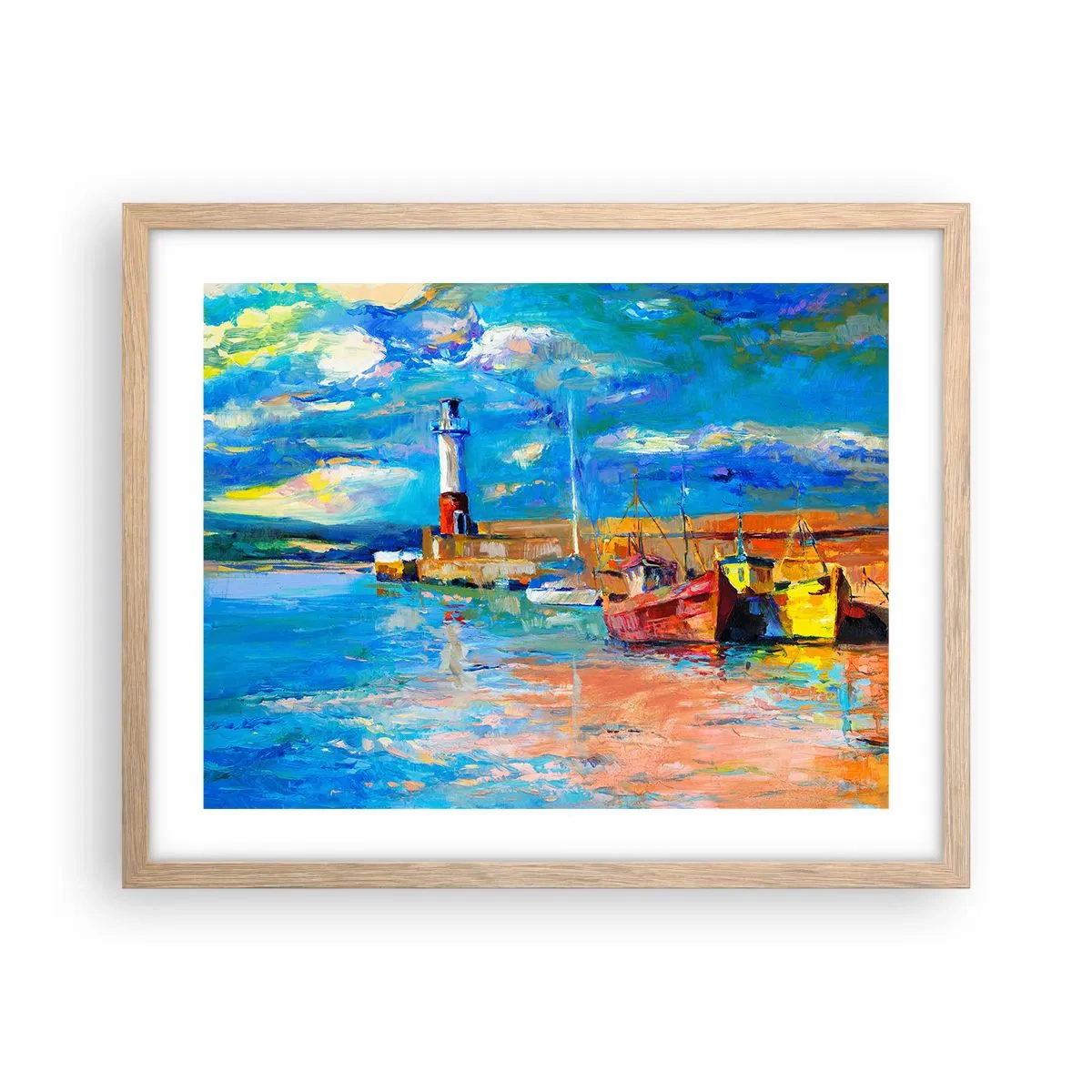 Poster în ramă de stejar deschis - După-amiază în golful de curcubeu - 50x40 cm