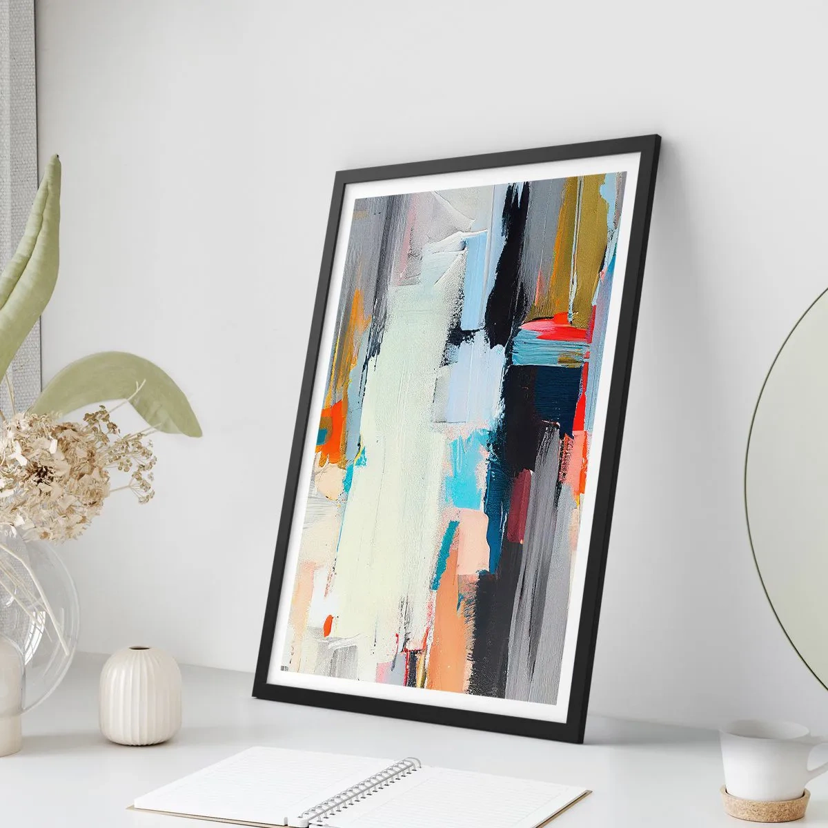Poster în ramă neagră - Compoziție abstractă de culori într-un stil expresiv - 50x70cm - Există o metodă? - Decorațiune modernă pentru perete pentru living și dormitor ARTTOR