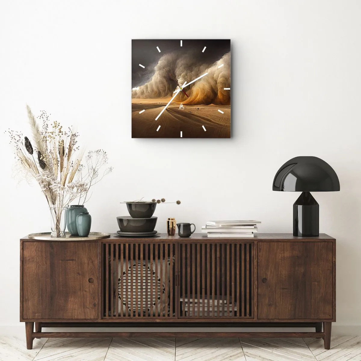 Ceas de perete - Ceas pe sticlă - Mânia deșertului - 40x40 cm