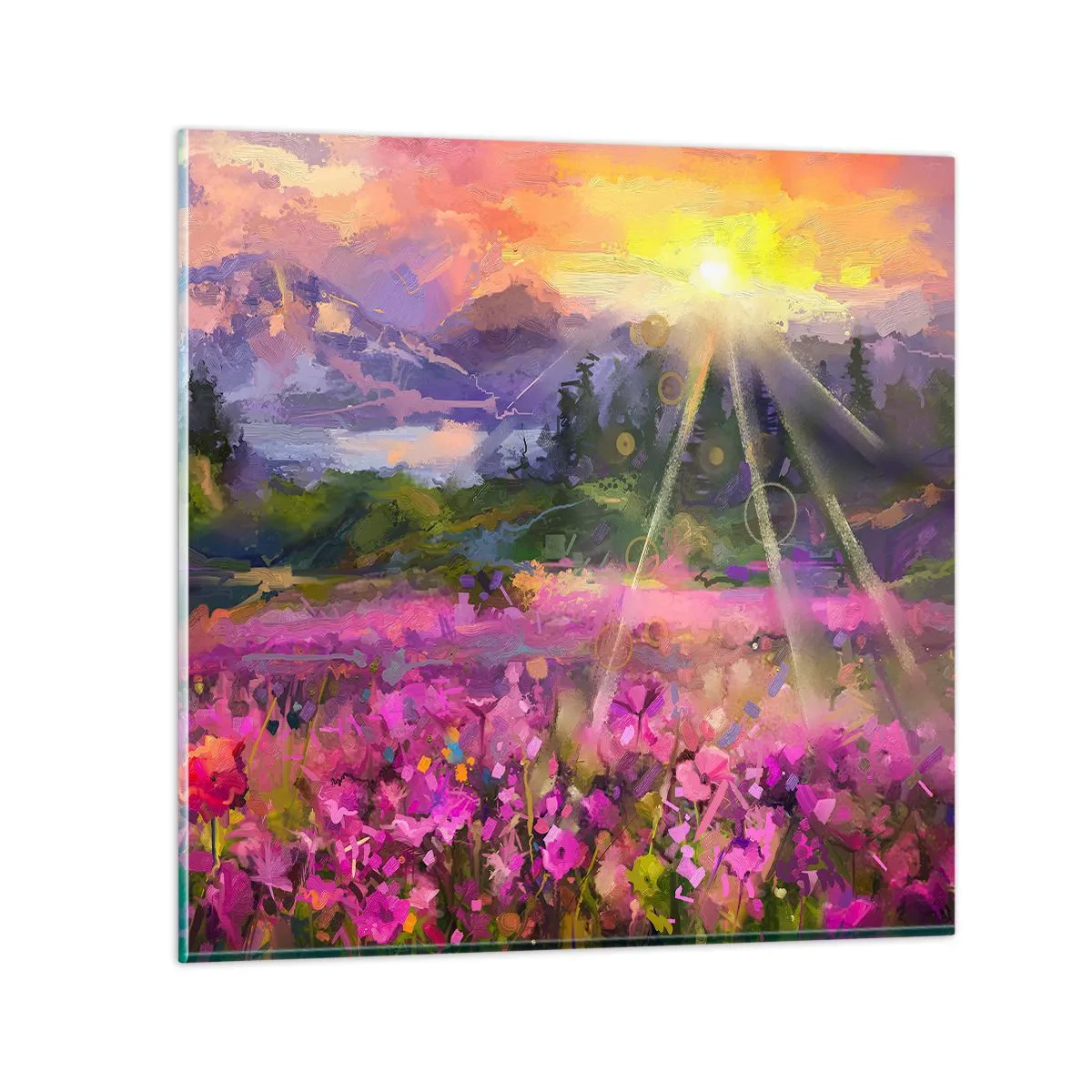 Tablou pe sticlă - Într-o vale sub protecția soarelui - 60x60 cm