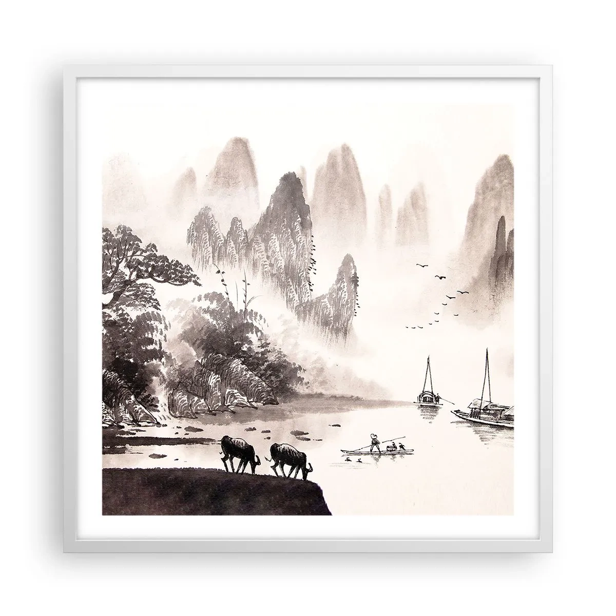 Poster în ramă albă - Viața exotică de zi cu zi a Estului - 60x60 cm