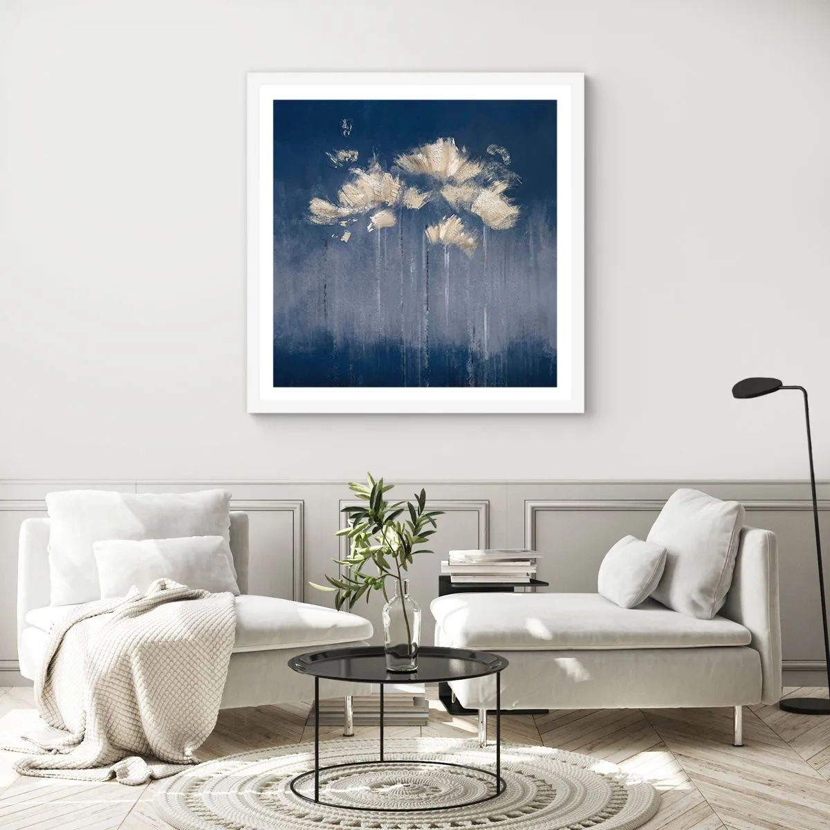 Poster în ramă albă - Ca petalele în vânt - 60x60 cm