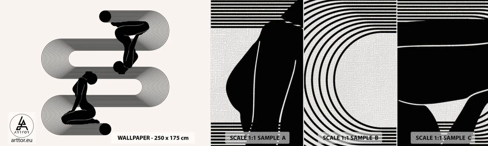 Mostră tapet Premium Canvas - Simetrie senzuală - femei, Linii, Meditaţie - 100x30 cm